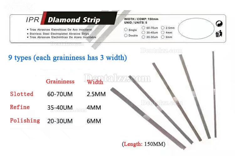 10本歯科精密20-70um 2.5-6mm歯科矯正IPRダイヤモンドストリップ医学砂片面